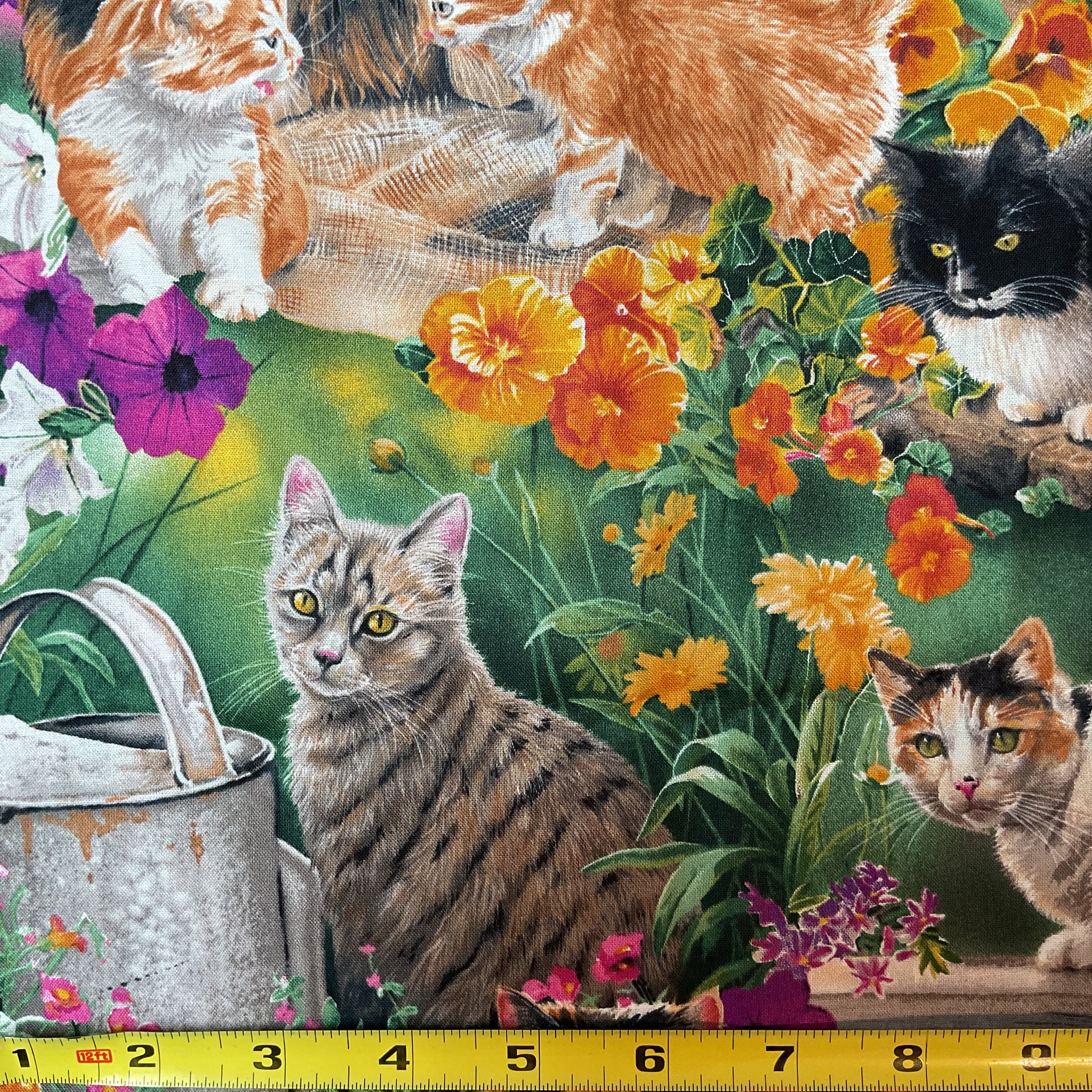 Susan Bourdet Novelty Cotton Fabric Wild Wings Cats Kittens for David Textiles 44 x 1 Yard Material - Avid Vintage