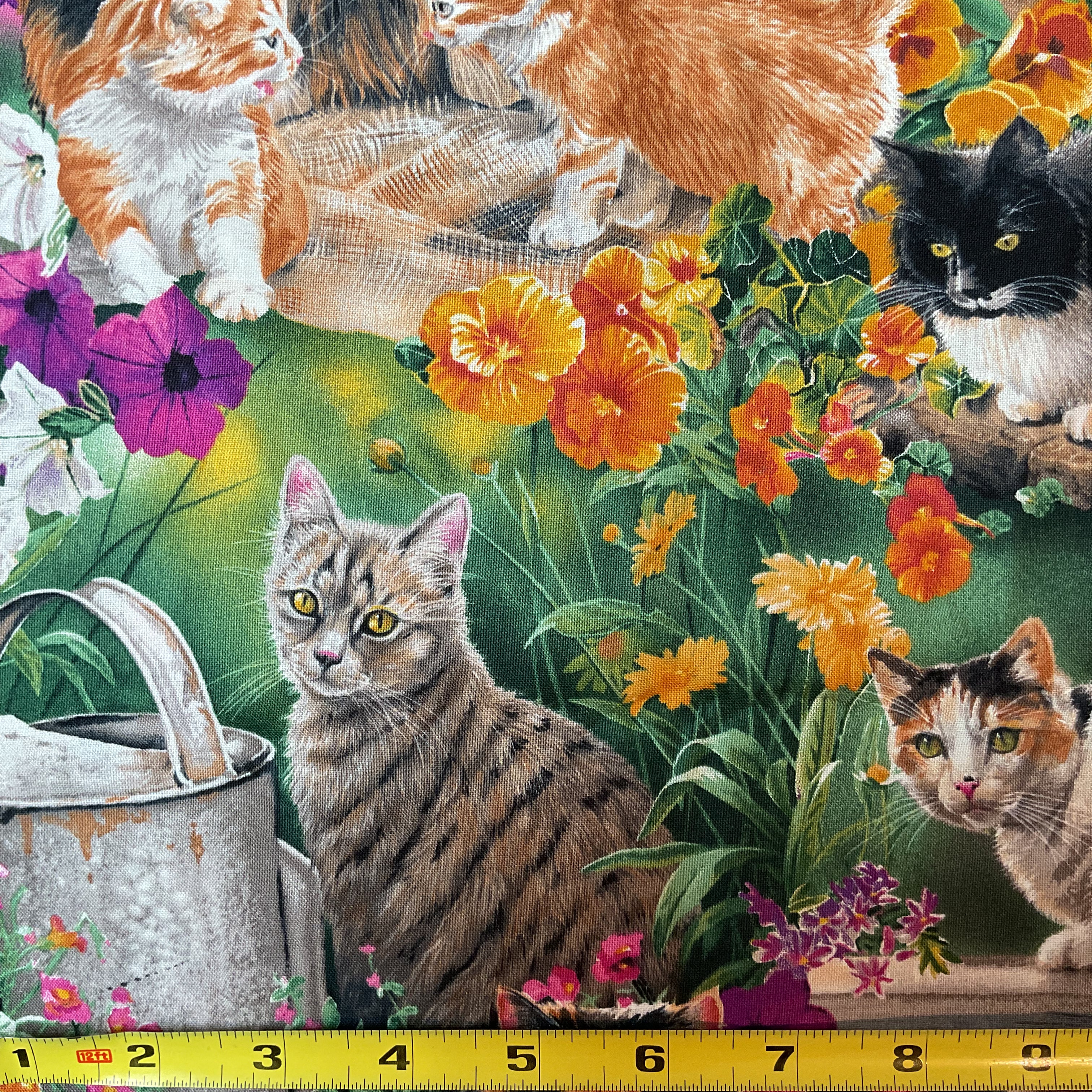 Susan Bourdet Novelty Cotton Fabric Wild Wings Cats Kittens for David Textiles 44 x 1 Yard Material - Avid Vintage