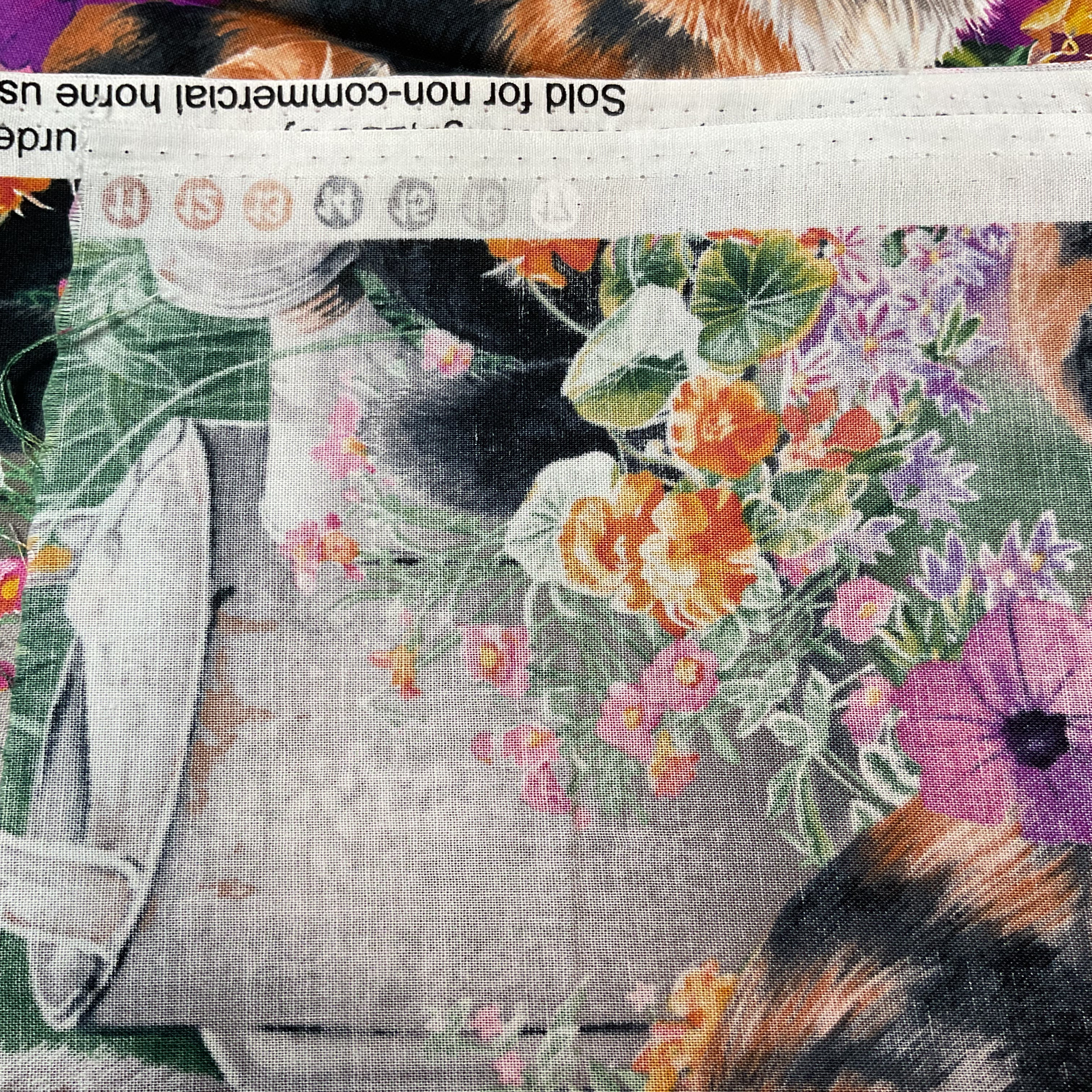 Susan Bourdet Novelty Cotton Fabric Wild Wings Cats Kittens for David Textiles 44 x 1 Yard Material - Avid Vintage