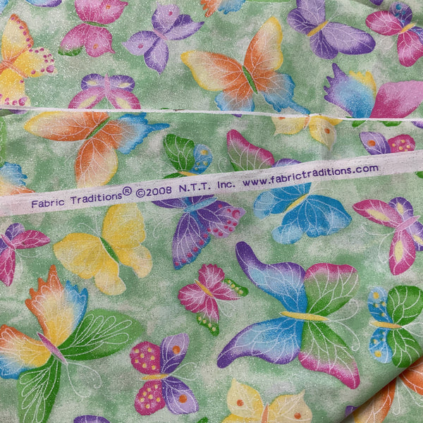 Sparkly Butterfly Material Fabric Traditions Novelty 44 x 1 Yard