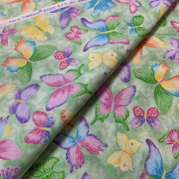 Sparkly Butterfly Material Fabric Traditions Novelty 44 x 1 Yard