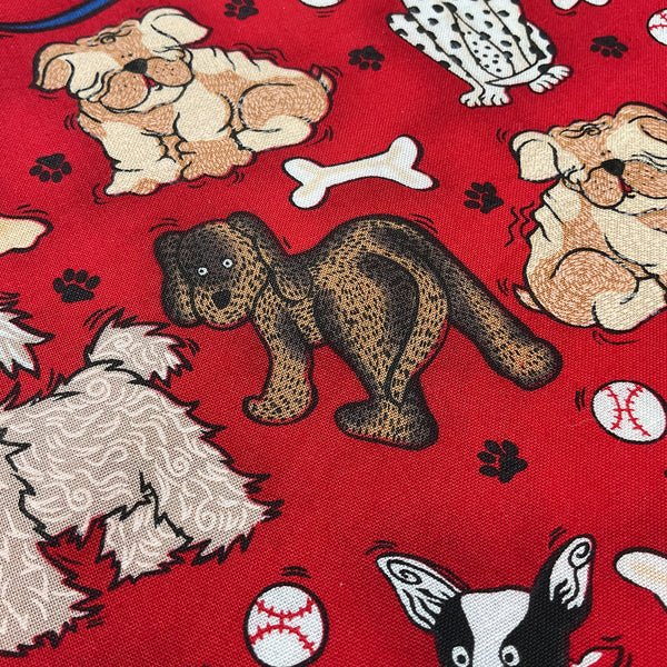LoriLynn Simms Novelty Cotton Fabric Dogs on Red 44 x 1 Yard Material