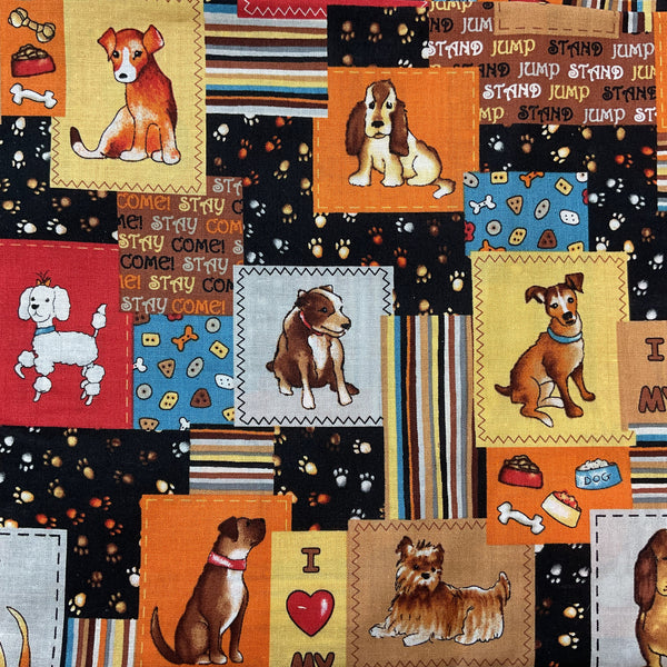 MBT Novelty Patchwork Dog Fabric 44 x 1 Yard Material