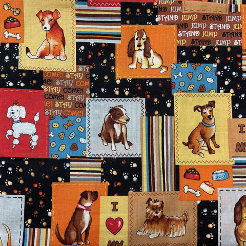 MBT Novelty Patchwork Dog Fabric 44 x 1 Yard Material