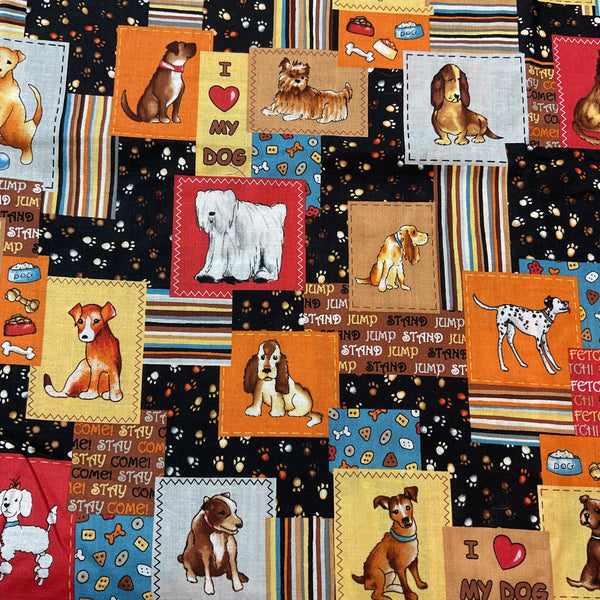 MBT Novelty Patchwork Dog Fabric 44 x 1 Yard Material