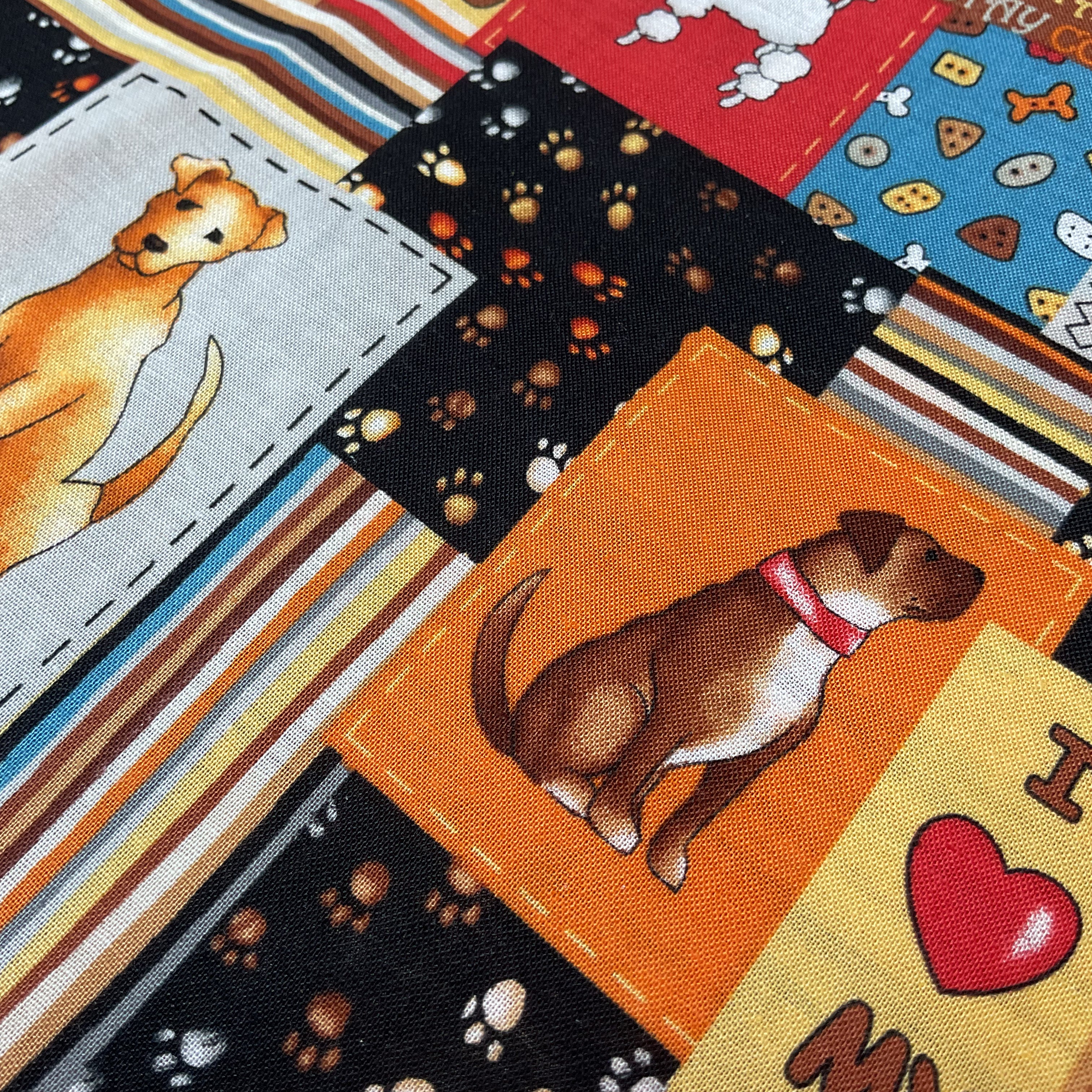 MBT Novelty Patchwork Dog Fabric 44 x 1 Yard Material - Avid Vintage