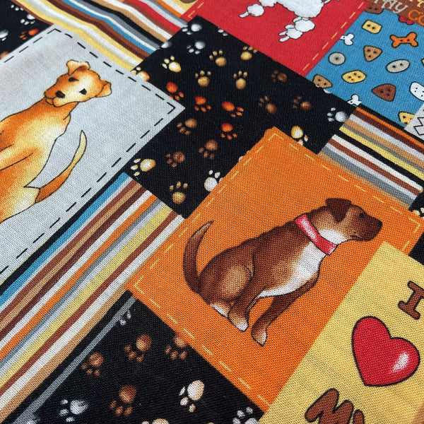 MBT Novelty Patchwork Dog Fabric 44 x 1 Yard Material