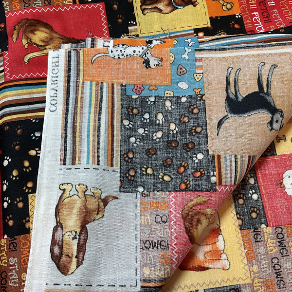 MBT Novelty Patchwork Dog Fabric 44 x 1 Yard Material