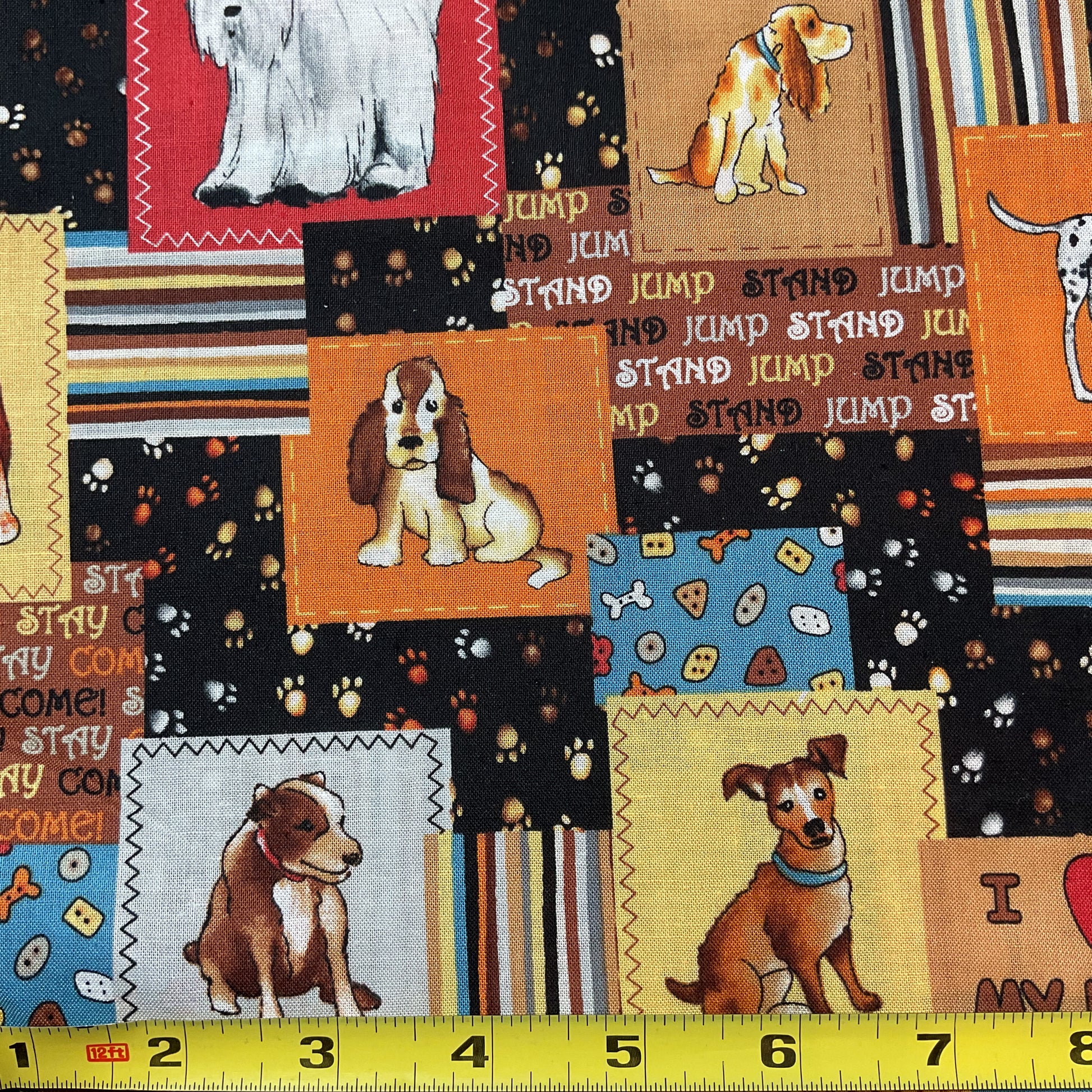 MBT Novelty Patchwork Dog Fabric 44 x 1 Yard Material - Avid Vintage