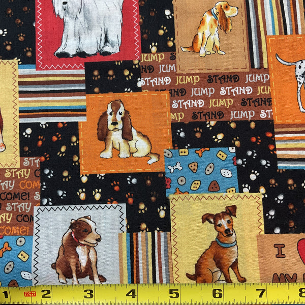 MBT Novelty Patchwork Dog Fabric 44 x 1 Yard Material