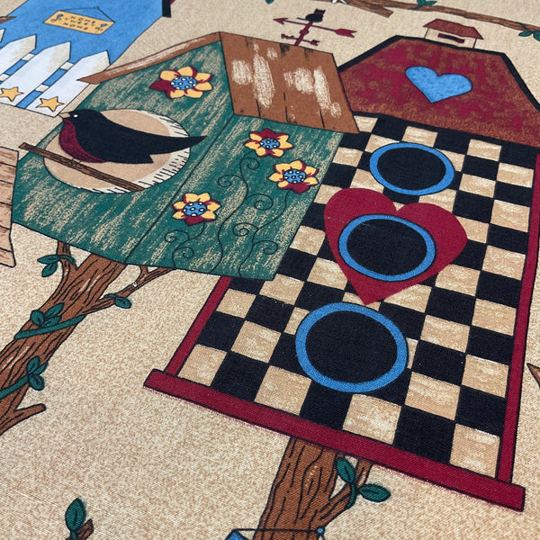 Vintage Home Tweet Home Birdhouses Springs Industries Pillow Fabric Panel