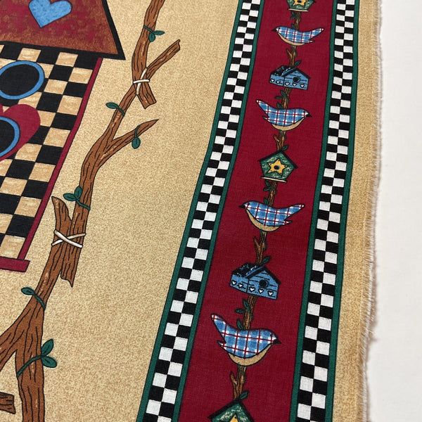 Vintage Home Tweet Home Birdhouses Springs Industries Pillow Fabric Panel