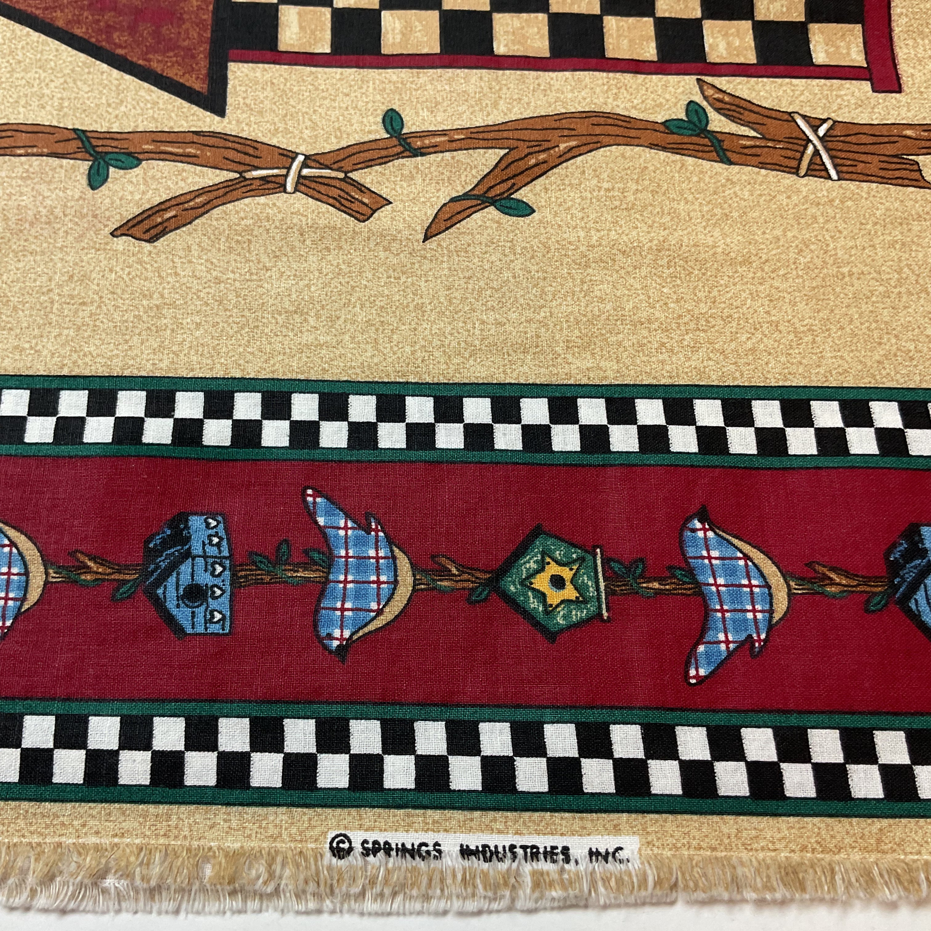 Vintage Home Tweet Home Birdhouses Springs Industries Pillow Fabric Panel