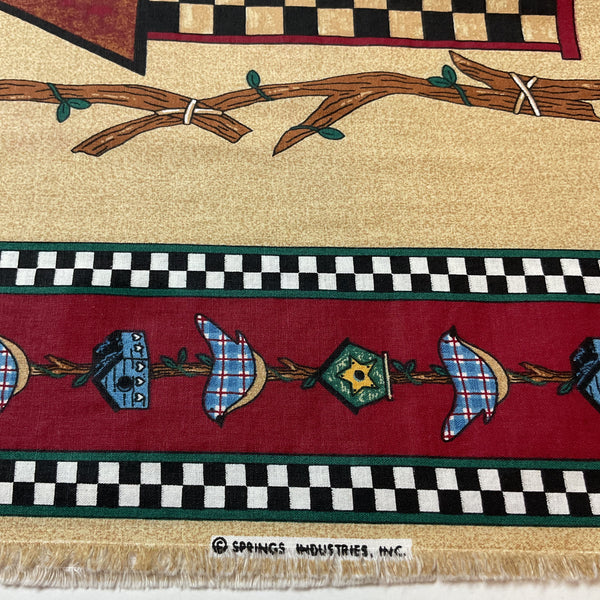 Vintage Home Tweet Home Birdhouses Springs Industries Pillow Fabric Panel