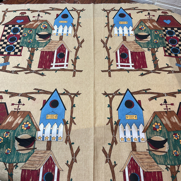 Vintage Home Tweet Home Birdhouses Springs Industries Pillow Fabric Panel