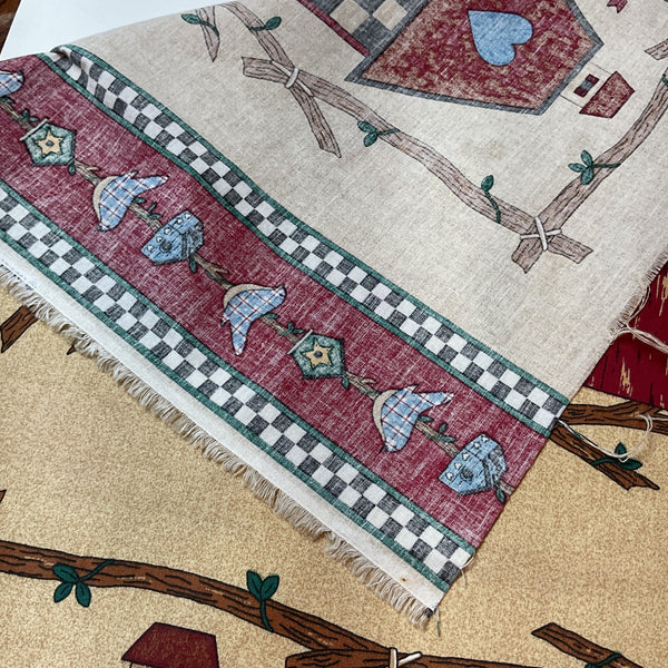 Vintage Home Tweet Home Birdhouses Springs Industries Pillow Fabric Panel