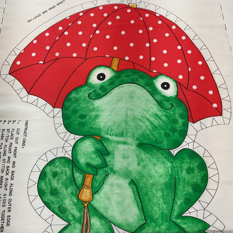 Vintage Springs Mills Anthropomorphic Frog Doll Cut and Sew 18 Inch Fabric Panel 7539