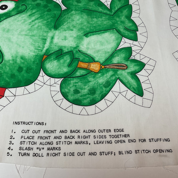 Vintage Springs Mills Anthropomorphic Frog Doll Cut and Sew 18 Inch Fabric Panel 7539