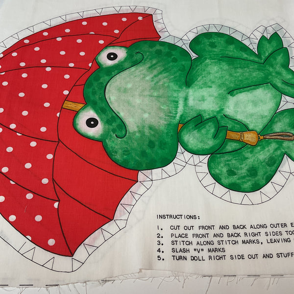 Vintage Springs Mills Anthropomorphic Frog Doll Cut and Sew 18 Inch Fabric Panel 7539
