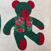 Vintage Cranston Christmas Tapestry Teddy Bear Cut and Sew Fabric Panel