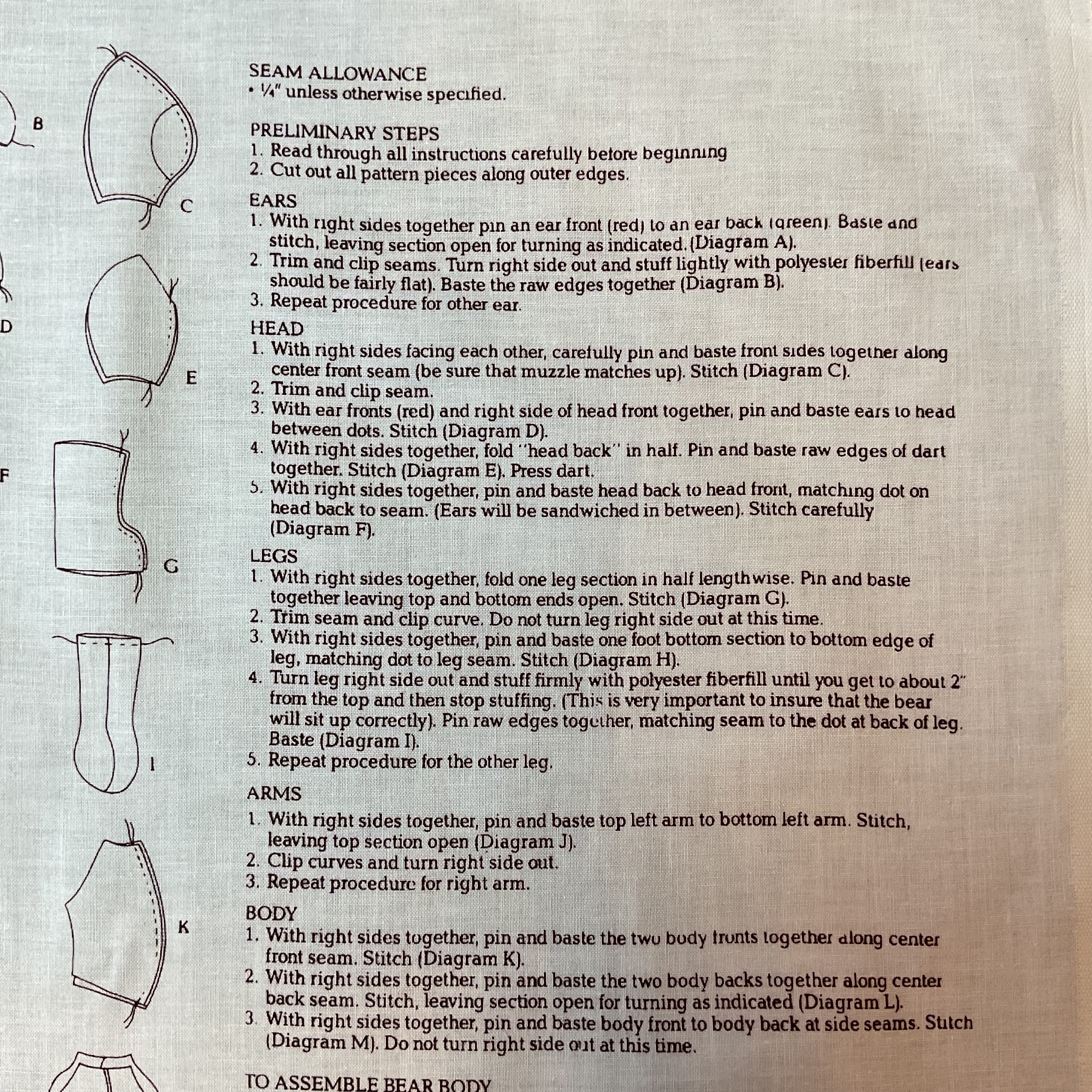 Vintage Cranston Christmas Tapestry Teddy Bear Cut and Sew Fabric Panel