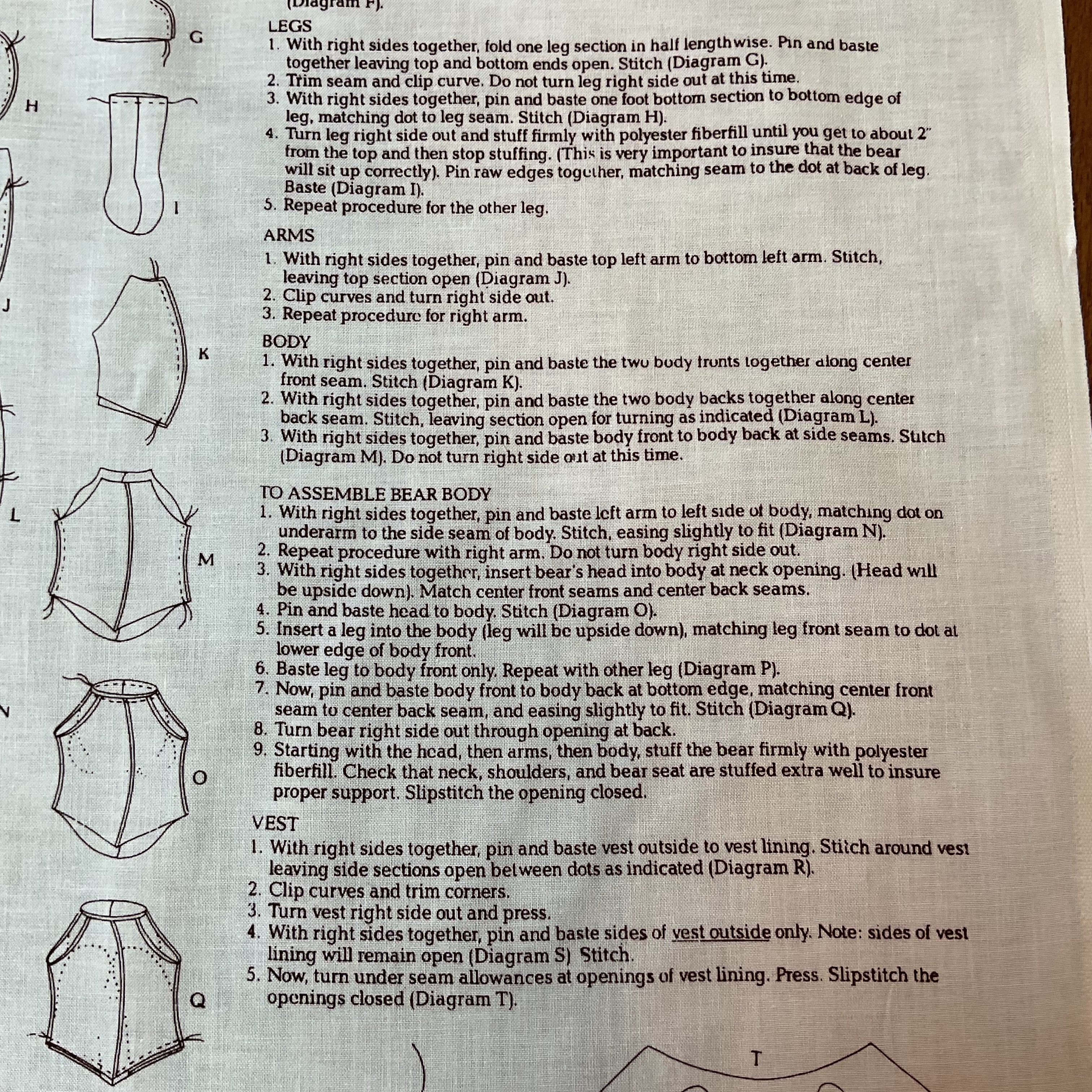 Vintage Cranston Christmas Tapestry Teddy Bear Cut and Sew Fabric Panel
