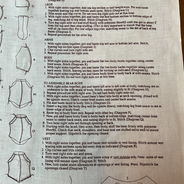 Vintage Cranston Christmas Tapestry Teddy Bear Cut and Sew Fabric Panel