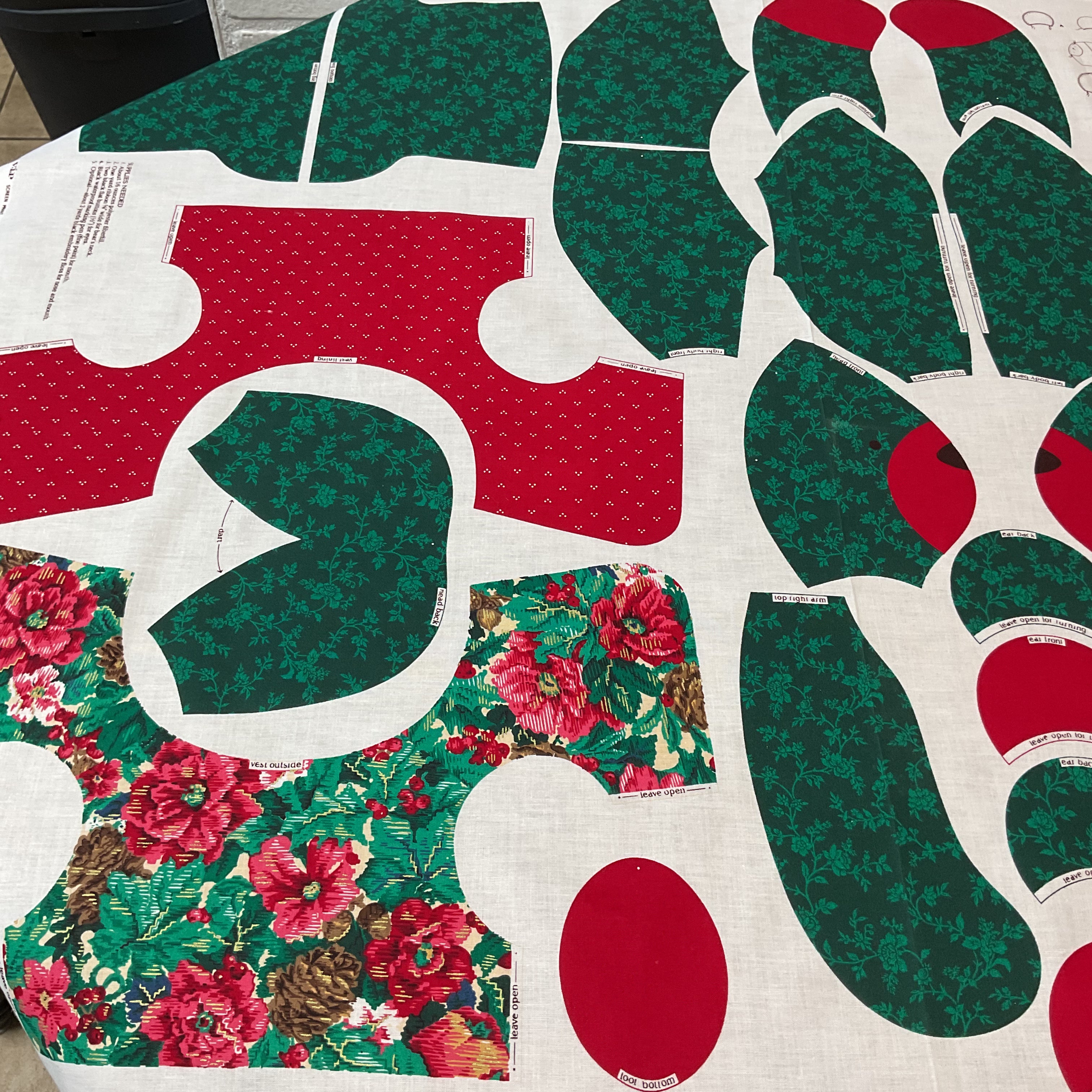 Vintage Cranston Christmas Tapestry Teddy Bear Cut and Sew Fabric Panel