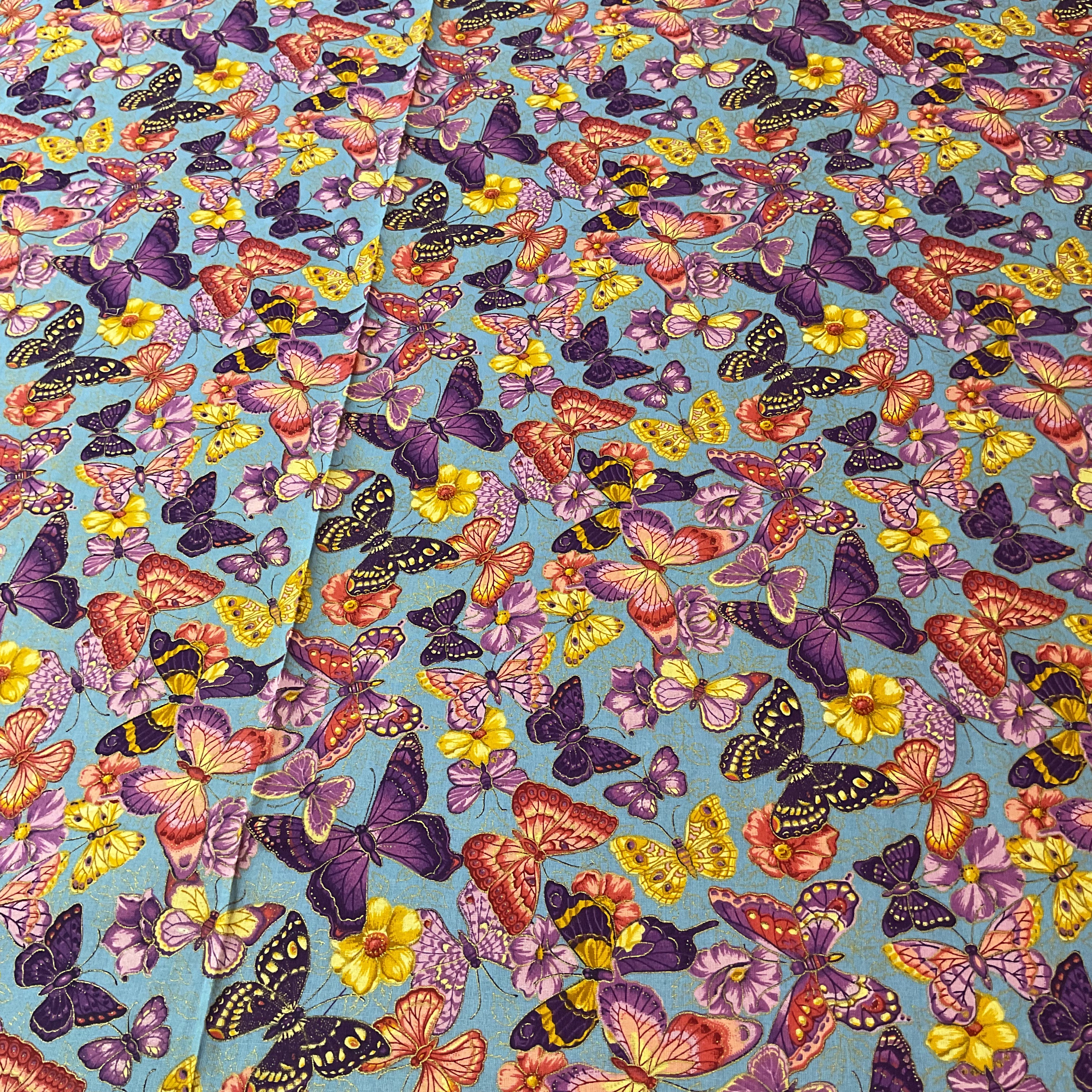 Cranston Print Works Butterfly Fabric 44 x 1 Yard VIP 2007 - Avid Vintage