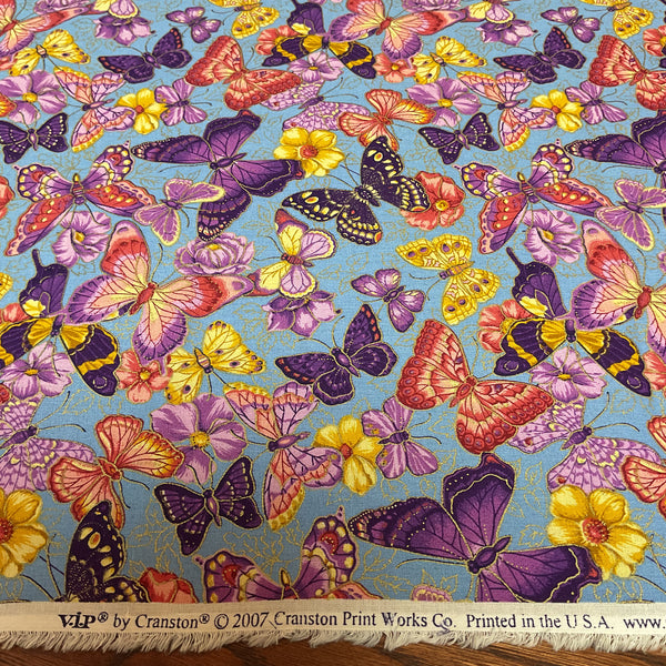 Cranston Print Works Butterfly Fabric 44 x 1 Yard VIP 2007