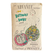 Vintage Buttons and Bows Half Apron 1940s Advance Sewing Pattern