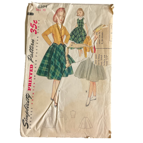 Vintage 1950s Girls Simplicity Sewing Pattern 4394 Girls Jumper Weskit Jacket and Full Skirt Bust 28 - Avid Vintage
