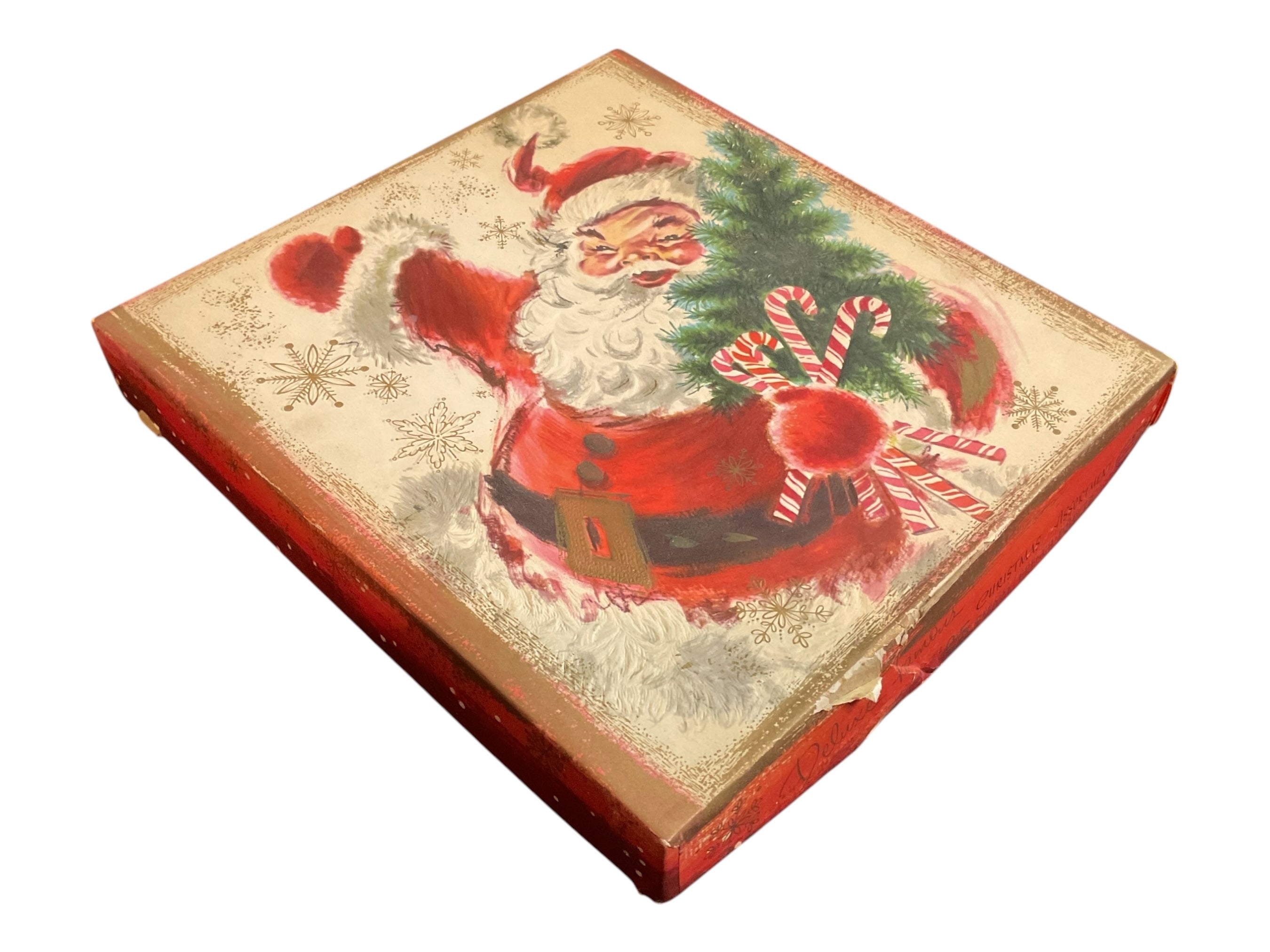 Vintage Embossed Christmas Santa Card Box Deluxe Famous - Avid Vintage
