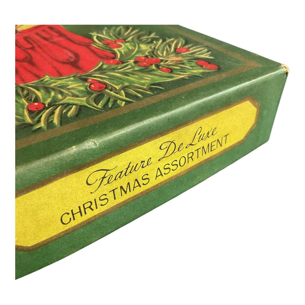 Vintage Christmas Card Box Lit Candle De Luxe