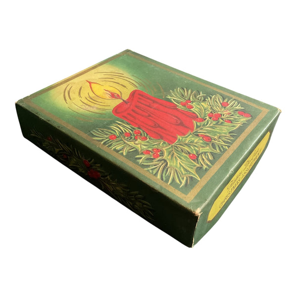 Vintage Christmas Card Box Lit Candle De Luxe