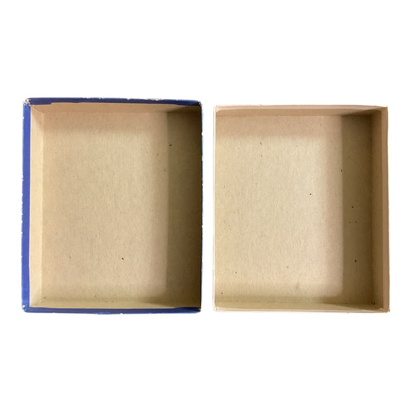 Vintage Christmas Card Box Lit Candles Red Blue White