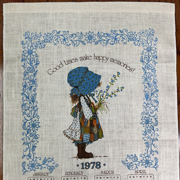 Vintage 1978 Holly Hobbie Calendar Tea Towel Linen