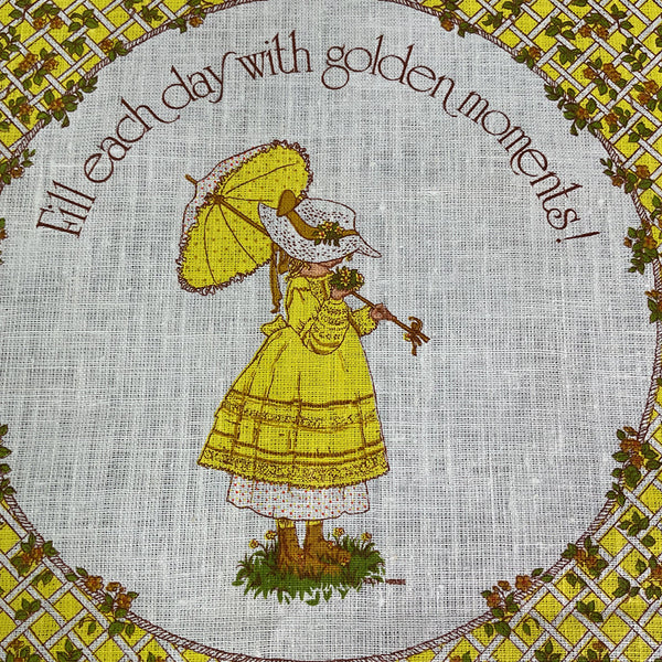 Vintage 1979 Holly Hobbie Kitchen Calendar Tea Towel Linen