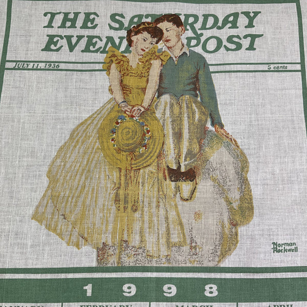 Vintage 1998 Saturday Evening Post Kitchen Calendar Tea Towel Linen