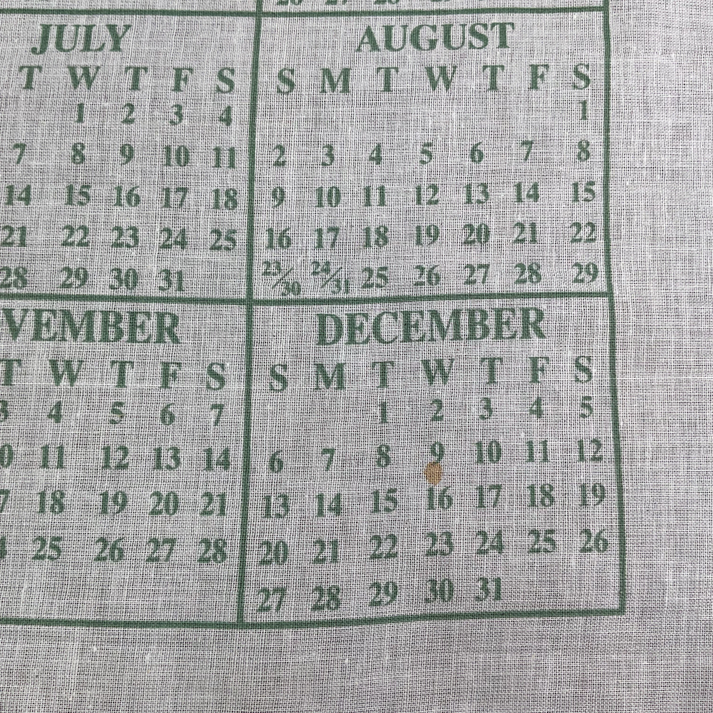 Vintage 1998 Saturday Evening Post Kitchen Calendar Tea Towel Linen