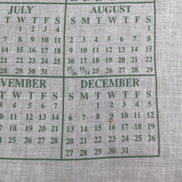 Vintage 1998 Saturday Evening Post Kitchen Calendar Tea Towel Linen