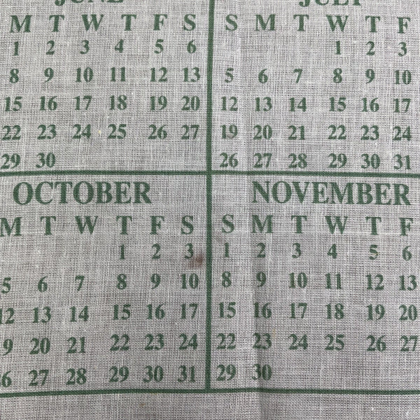 Vintage 1998 Saturday Evening Post Kitchen Calendar Tea Towel Linen