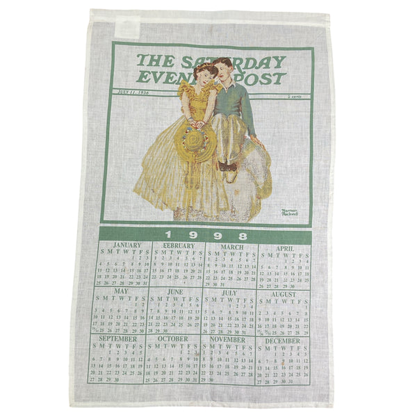Vintage 1998 Saturday Evening Post Kitchen Calendar Tea Towel Linen