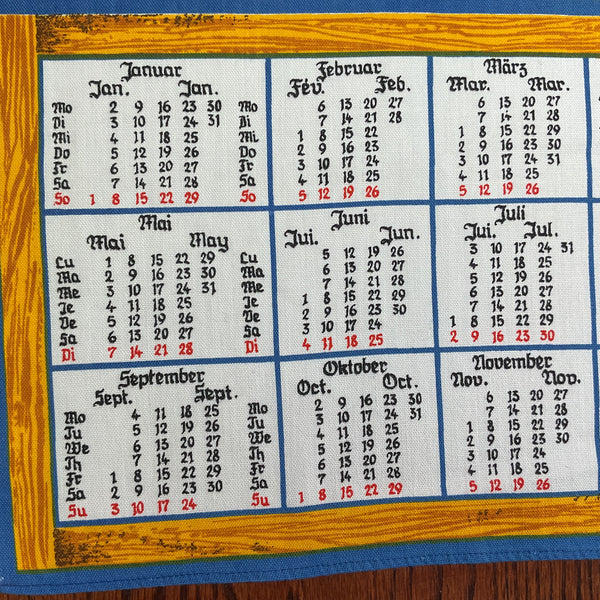 Vintage 1978 Wooden Garden Cart Kitchen Calendar Tea Towel Flowers