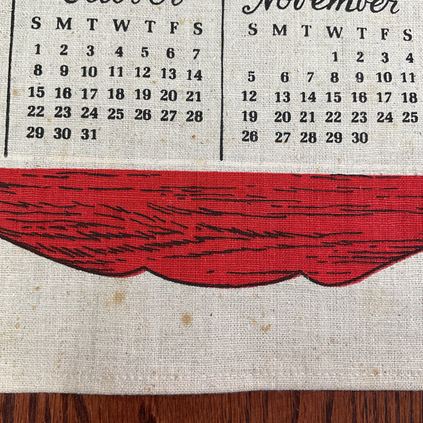Vintage 1967 Covered Bridge Kitchen Calendar Tea Towel Linen