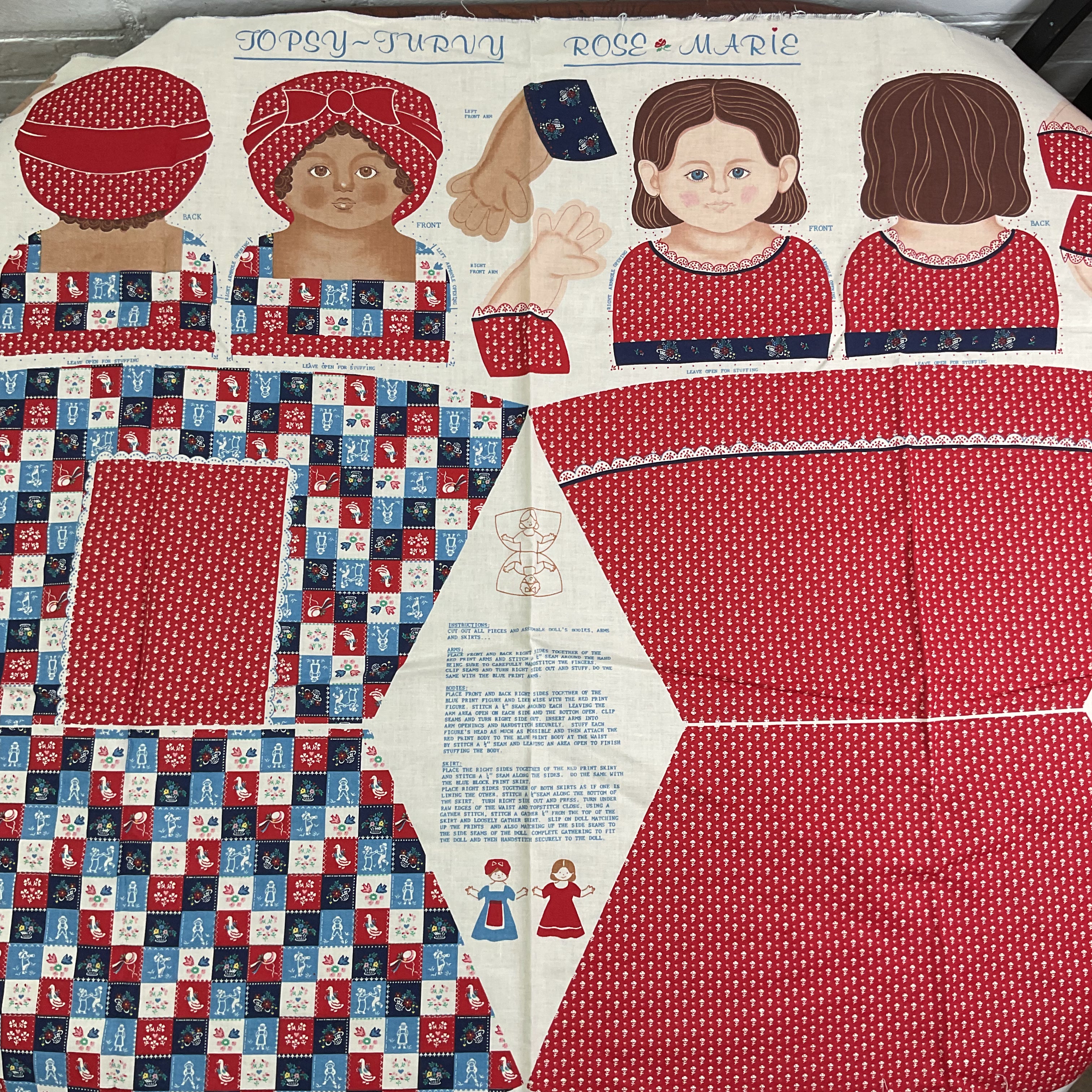 Vintage Topsy Turvy Rose Marie Cut and Sew Fabric Panel Pattern 4908