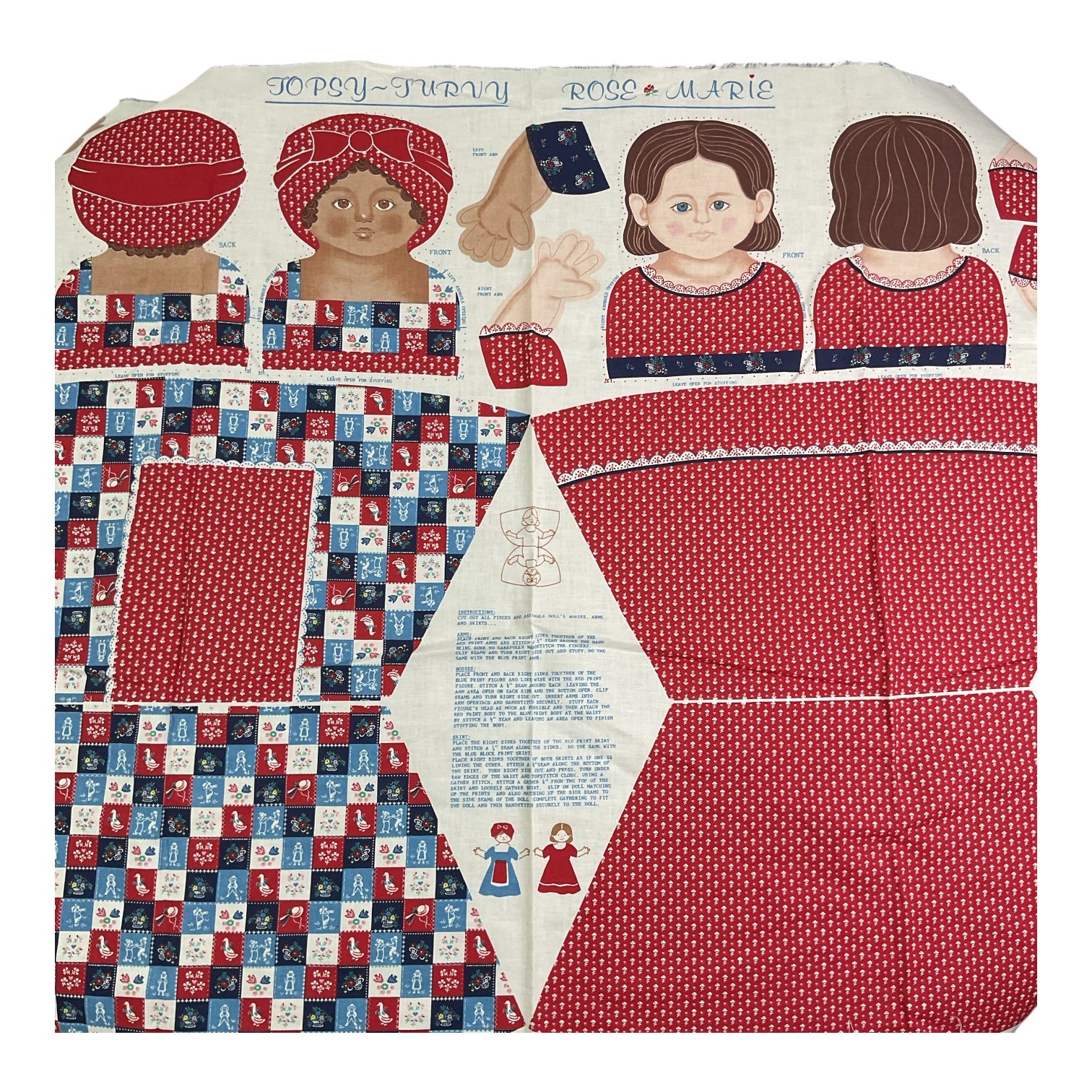 Vintage Topsy Turvy Rose Marie Cut and Sew Fabric Panel Pattern 4908