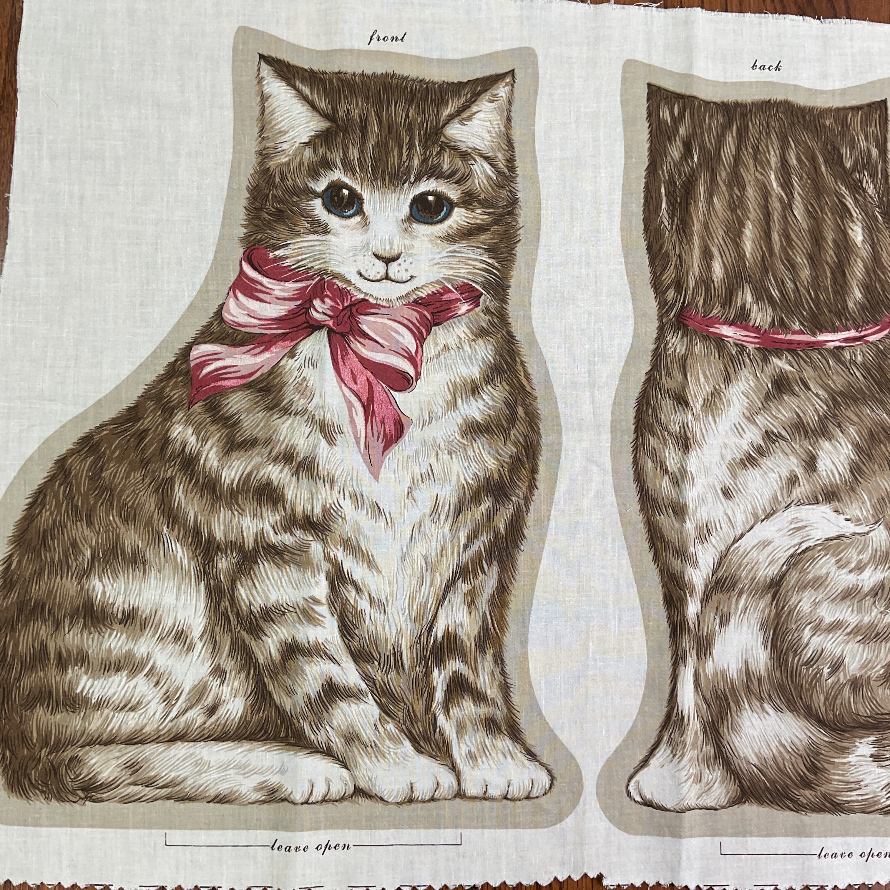 Vintage Fabric Panel Large Stuff and Sew Brown Tabby Cat