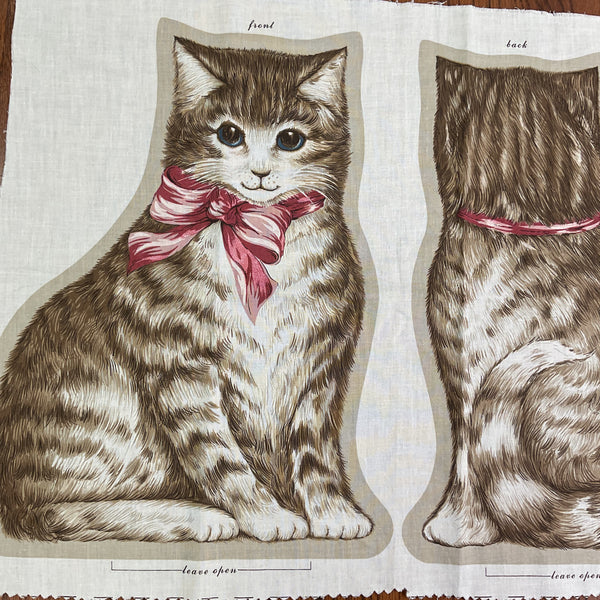Vintage Fabric Panel Large Stuff and Sew Brown Tabby Cat