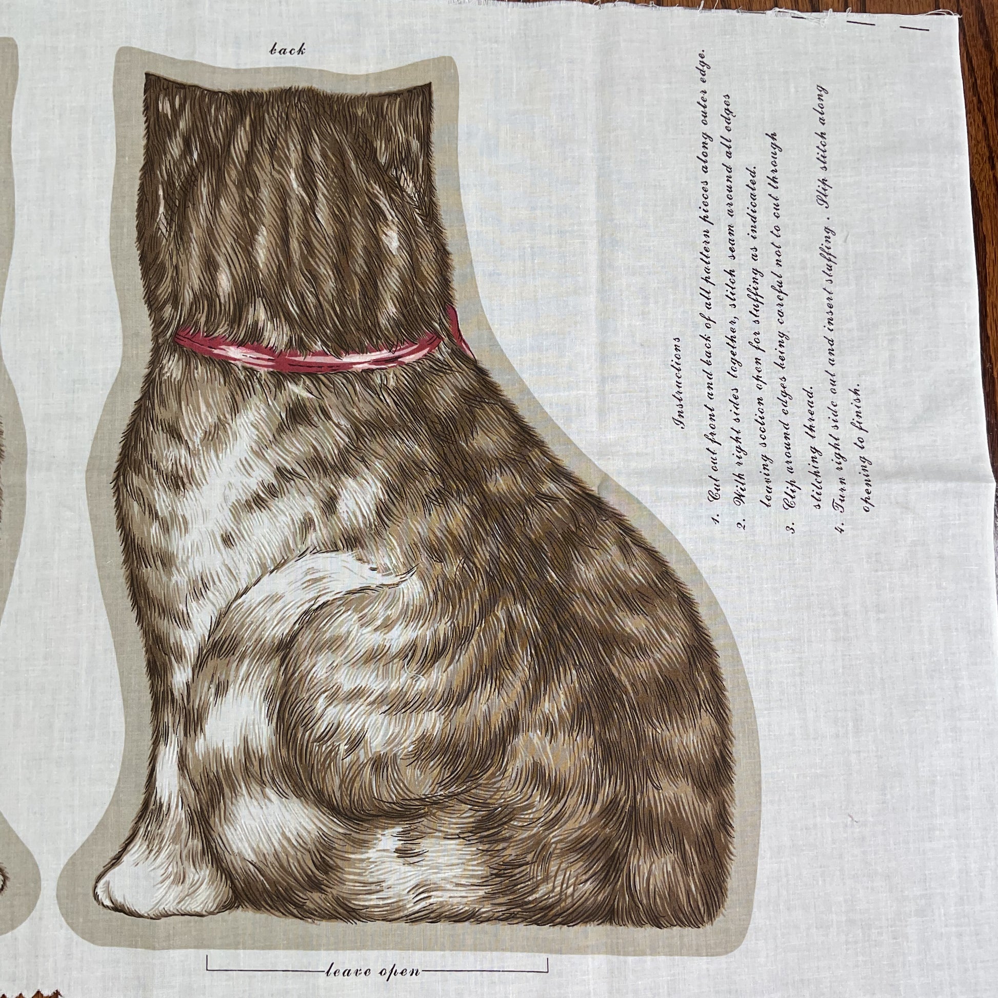 Vintage Fabric Panel Large Stuff and Sew Brown Tabby Cat - Avid Vintage
